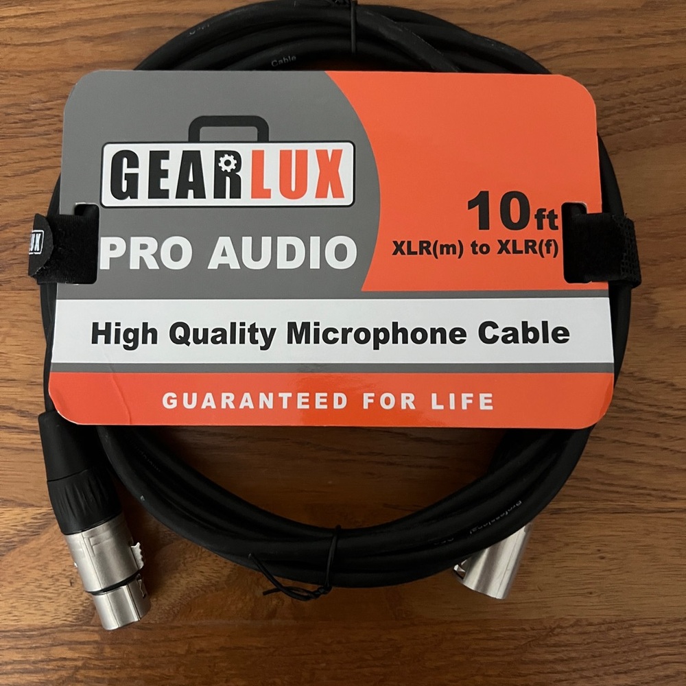 Black and Silver XLR Microphone Cable - 10ft